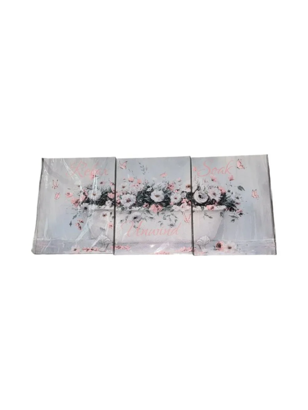 Floral Relax Unwind Soak Canvas Wall Art Set - 3 Pieces